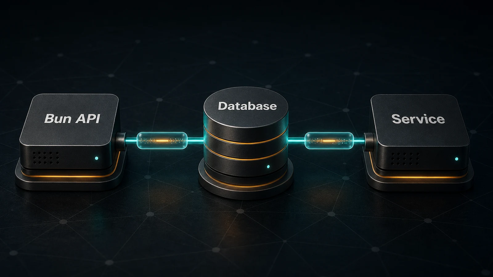 Illustration of trace context propagation through a Bun API, database, and downstream service