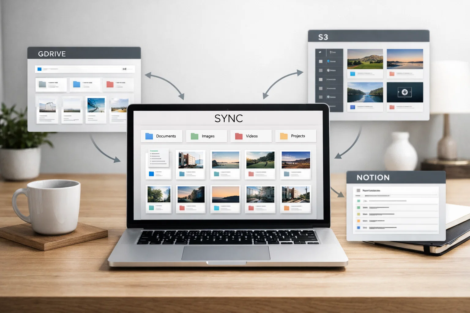 Integrations: GDrive, S3, Notion for Content Organization