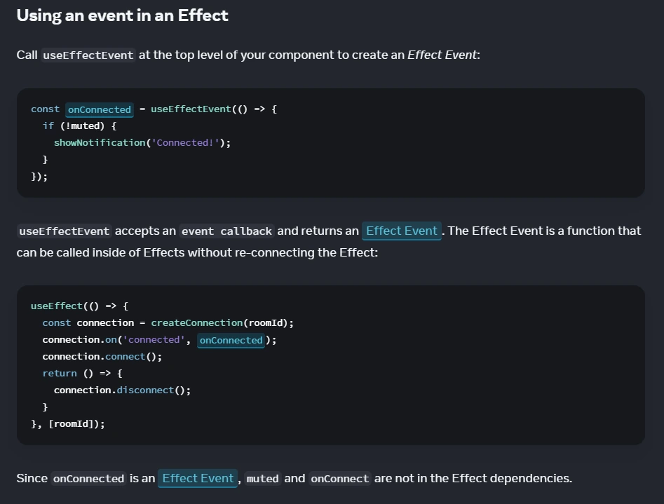 Screenshot del post di rilascio di React 19.2 che mostra useEffectEvent tra le nuove funzionalità React