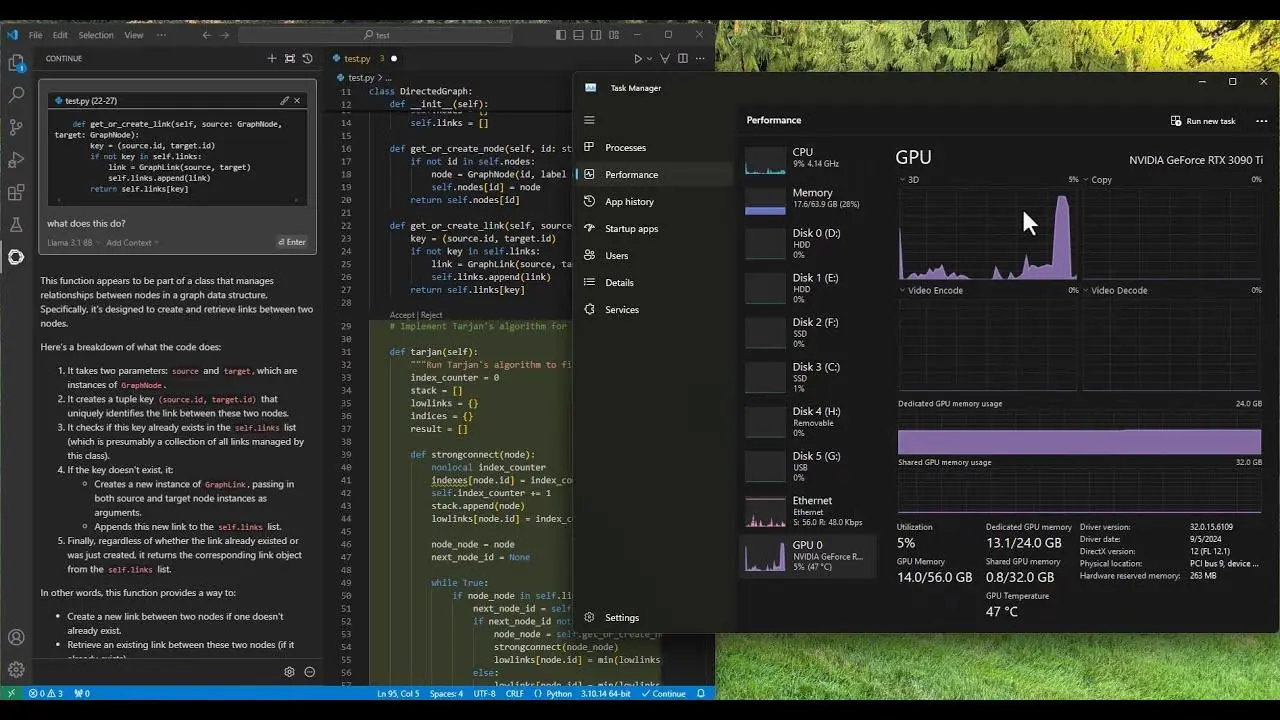 Continue extension page or Continue agent workflow inside VS Code
