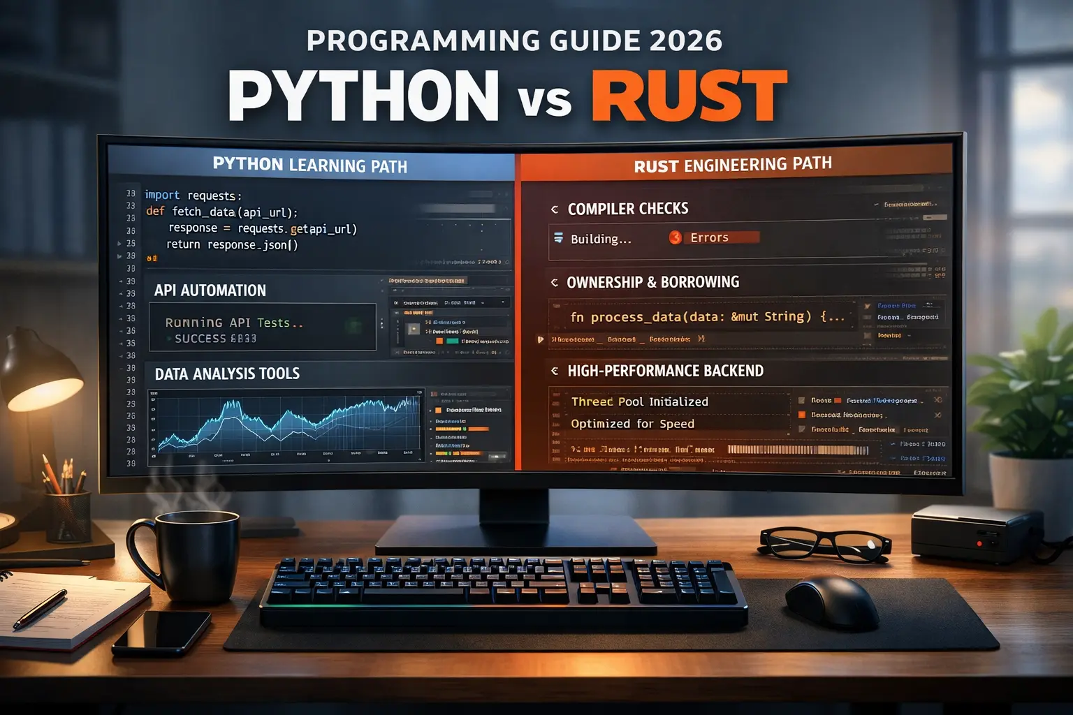 Quale linguaggio di programmazione imparare nel 2026: percorso pratico Python vs Rust